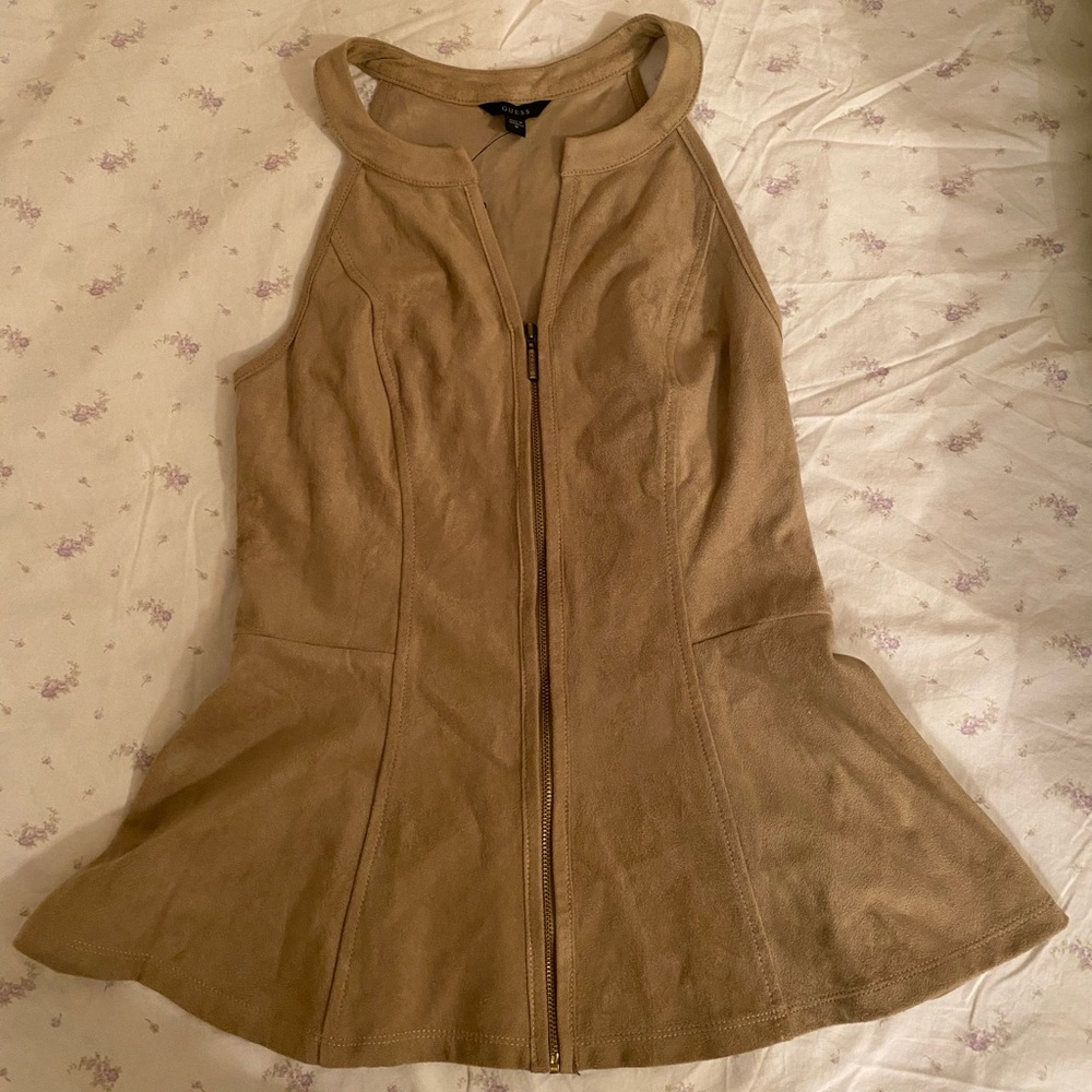 GUESS Suede Peplum Top
